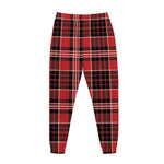 Red Black And White Scottish Plaid Print Jogger Pants