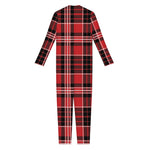 Red Black And White Scottish Plaid Print Jumpsuit