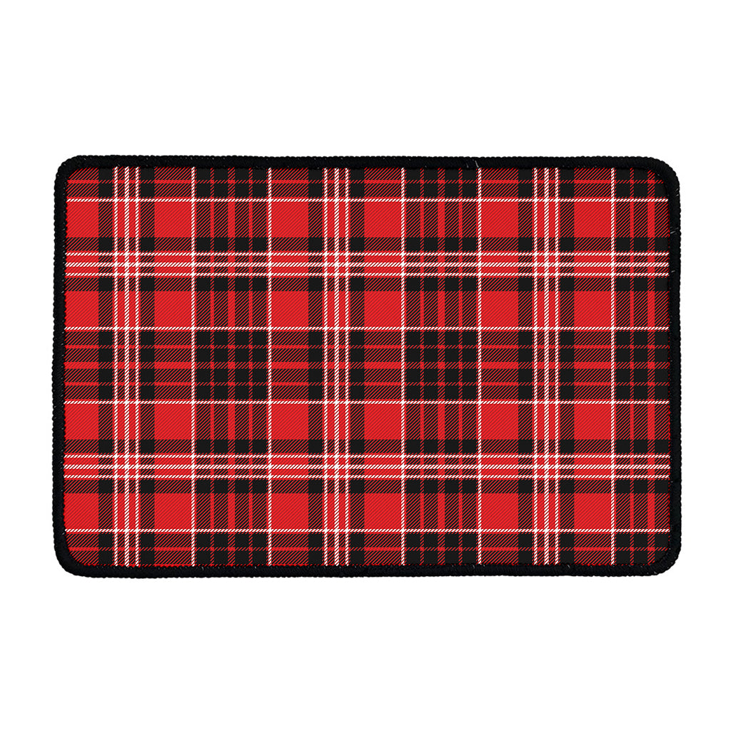 Red Black And White Scottish Plaid Print Kitchen Mat