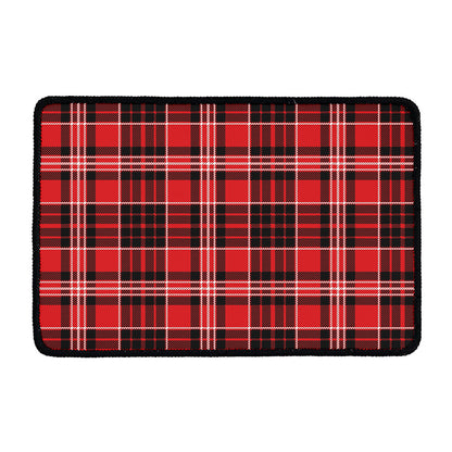 Red Black And White Scottish Plaid Print Kitchen Mat