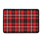 Red Black And White Scottish Plaid Print Kitchen Mat