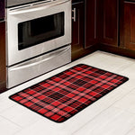 Red Black And White Scottish Plaid Print Kitchen Mat
