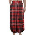 Red Black And White Scottish Plaid Print Lantern Pants