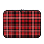 Red Black And White Scottish Plaid Print Laptop Sleeve