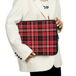 Red Black And White Scottish Plaid Print Laptop Sleeve