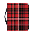 Red Black And White Scottish Plaid Print Leather Bible Cover