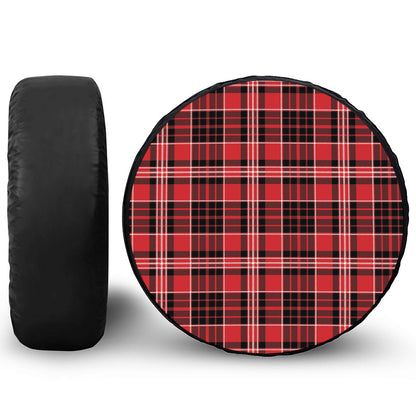 Red Black And White Scottish Plaid Print Leather Spare Tire Cover