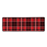 Red Black And White Scottish Plaid Print Long Kitchen Mat