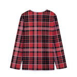 Red Black And White Scottish Plaid Print Long Sleeve Short Coat