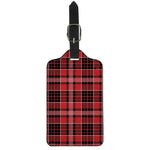 Red Black And White Scottish Plaid Print Luggage Tag