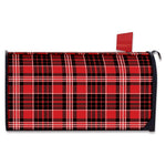 Red Black And White Scottish Plaid Print Mailbox Cover