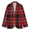 Red Black And White Scottish Plaid Print Men's Blazer