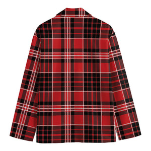 Red Black And White Scottish Plaid Print Men's Blazer