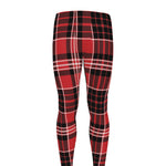 Red Black And White Scottish Plaid Print Men's leggings