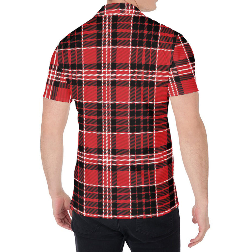Red Black And White Scottish Plaid Print Men's Shirt