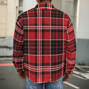 Red Black And White Scottish Plaid Print Men's Shirt Jacket