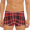Red Black And White Scottish Plaid Print Men's Short Boxer Briefs