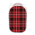 Red Black And White Scottish Plaid Print Mesh Laundry Hamper
