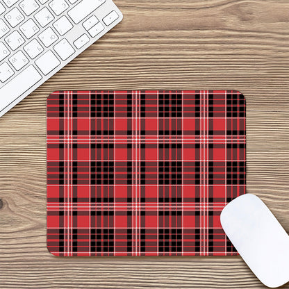 Red Black And White Scottish Plaid Print Mouse Pad