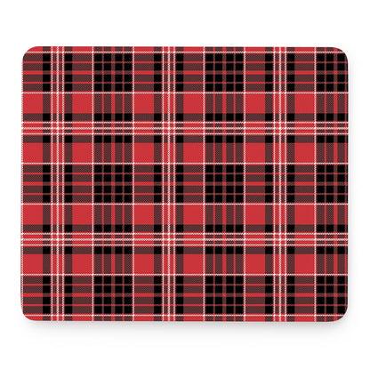 Red Black And White Scottish Plaid Print Mouse Pad