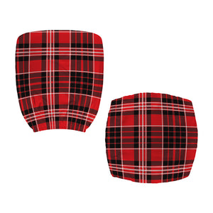 Red Black And White Scottish Plaid Print Office Chair Cover