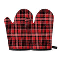 Red Black And White Scottish Plaid Print Oven Mitts