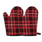 Red Black And White Scottish Plaid Print Oven Mitts