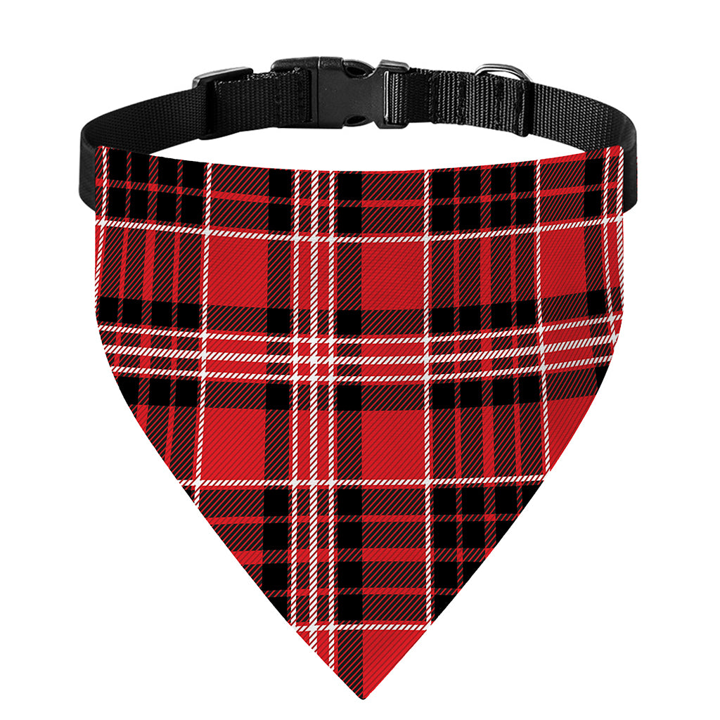 Red Black And White Scottish Plaid Print Over The Collar Dog Bandana