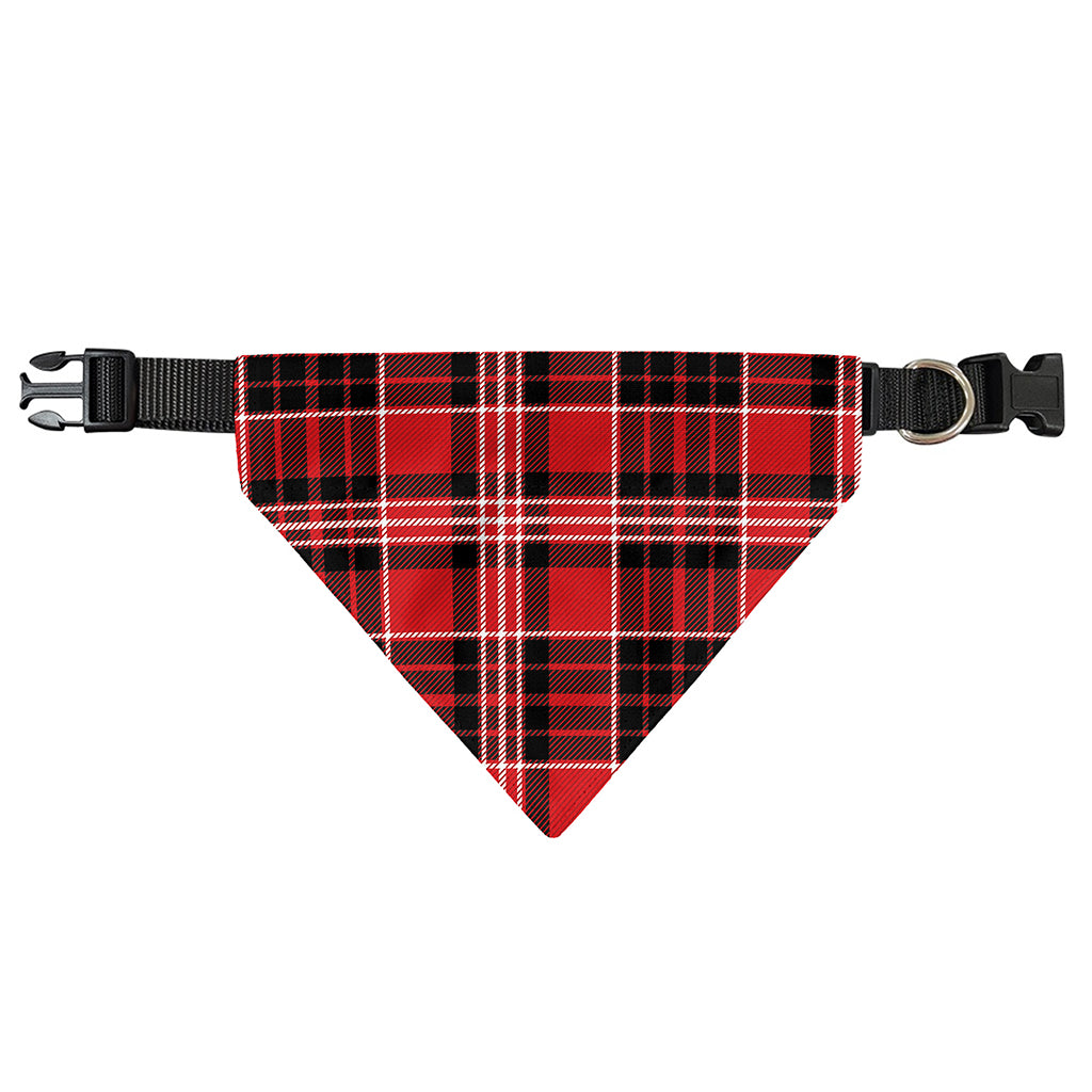 Red Black And White Scottish Plaid Print Over The Collar Dog Bandana