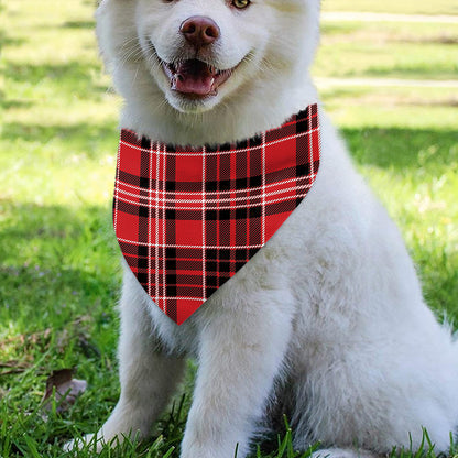 Red Black And White Scottish Plaid Print Over The Collar Dog Bandana