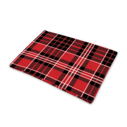 Red Black And White Scottish Plaid Print Pet Cooling Mat Cover