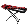Red Black And White Scottish Plaid Print Piano Keyboard Cover