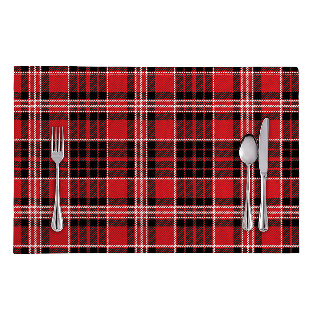 Red Black And White Scottish Plaid Print Placemat