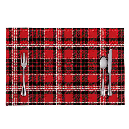 Red Black And White Scottish Plaid Print Placemat