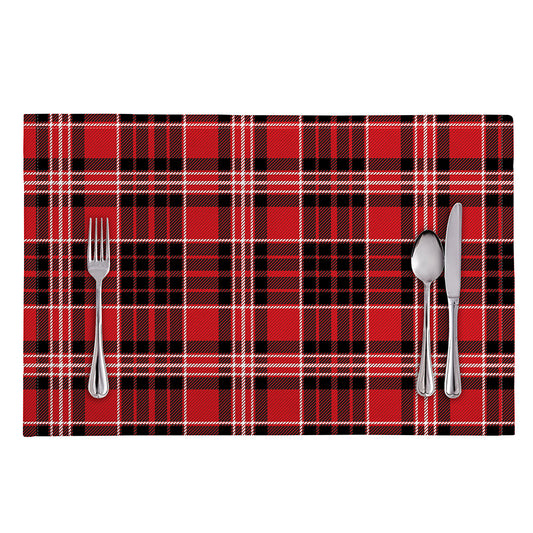 Red Black And White Scottish Plaid Print Placemat