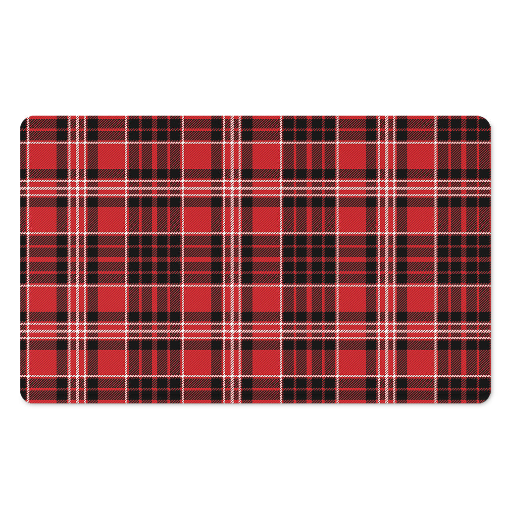 Red Black And White Scottish Plaid Print Polyester Doormat