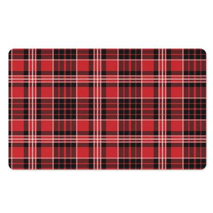 Red Black And White Scottish Plaid Print Polyester Doormat