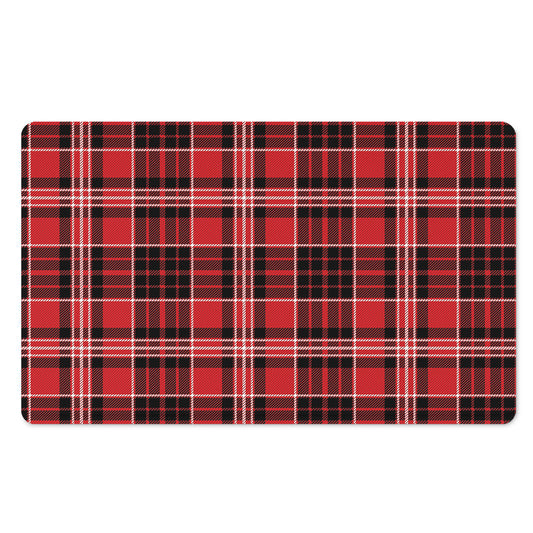 Red Black And White Scottish Plaid Print Polyester Doormat