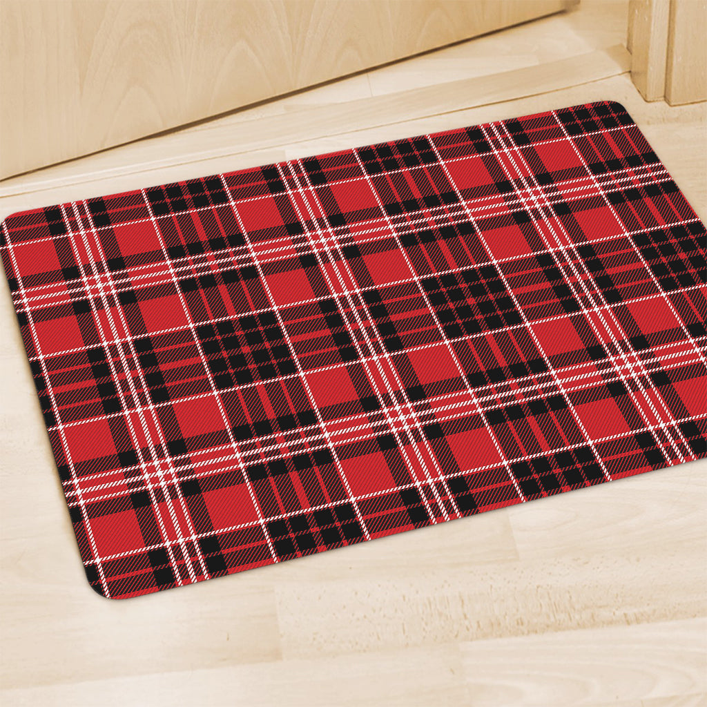 Red Black And White Scottish Plaid Print Polyester Doormat