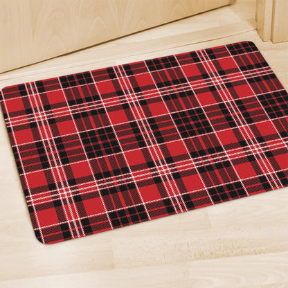Red Black And White Scottish Plaid Print Polyester Doormat