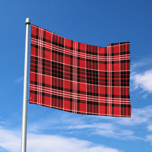 Red Black And White Scottish Plaid Print Polyester Flag