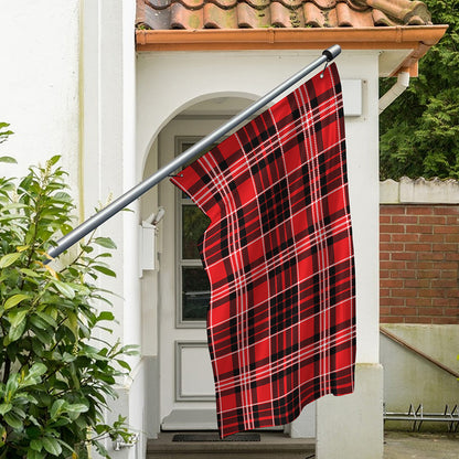 Red Black And White Scottish Plaid Print Polyester Flag