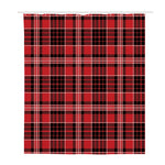 Red Black And White Scottish Plaid Print Polyester Shower Curtain