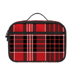 Red Black And White Scottish Plaid Print Portable Lunch Bag