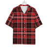 Red Black And White Scottish Plaid Print Rayon Hawaiian Shirt