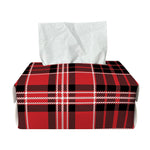 Red Black And White Scottish Plaid Print Rectangle Tissue Box Cover