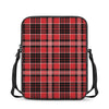 Red Black And White Scottish Plaid Print Rectangular Crossbody Bag