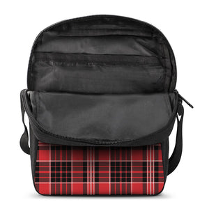 Red Black And White Scottish Plaid Print Rectangular Crossbody Bag