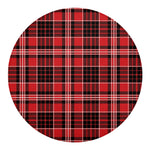 Red Black And White Scottish Plaid Print Round Blanket