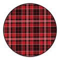 Red Black And White Scottish Plaid Print Round Floor Mat